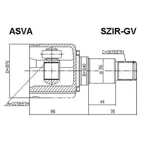 Шрус внутренний правый 22x40x26 Asva SZIR-GV
