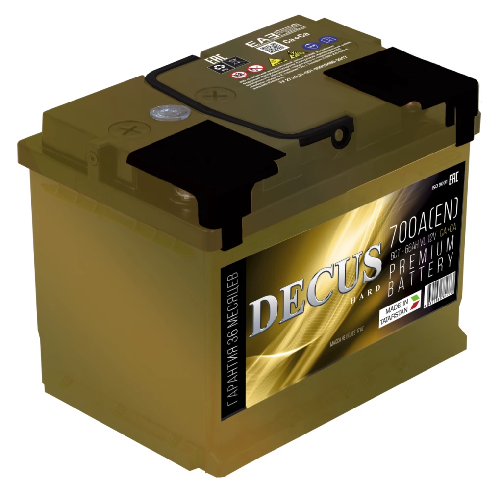 Аккумулятор легковой Decus Золото 66 ач 700А Прямая полярность