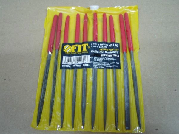 Набор надфилей FIT (10 предметов) (с пластиковой ручкой, узкие)