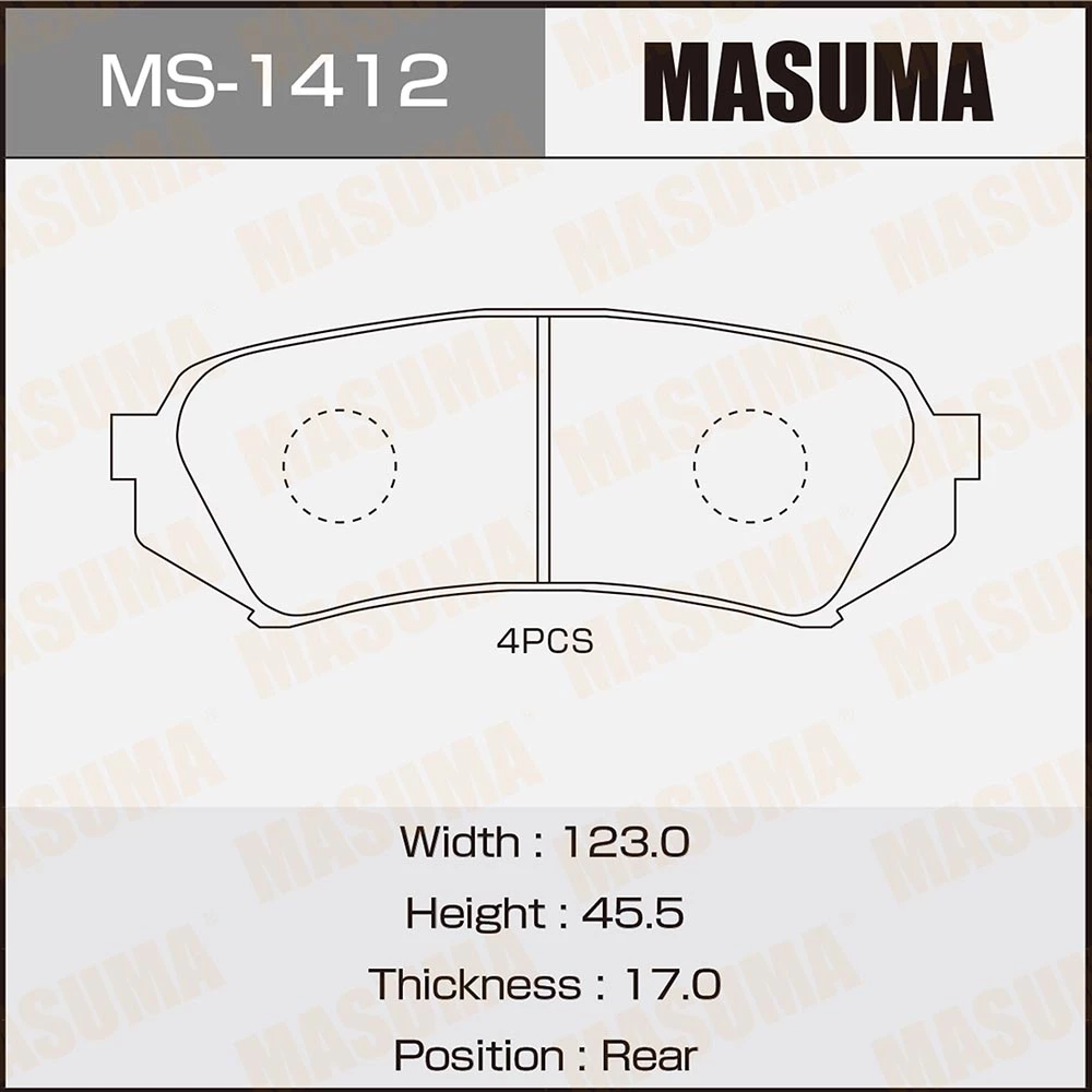 Колодки тормозные дисковые Masuma MS-1412
