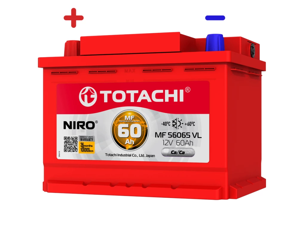 Аккумулятор легковой Totachi Niro 60 ач 540А Прямая полярность