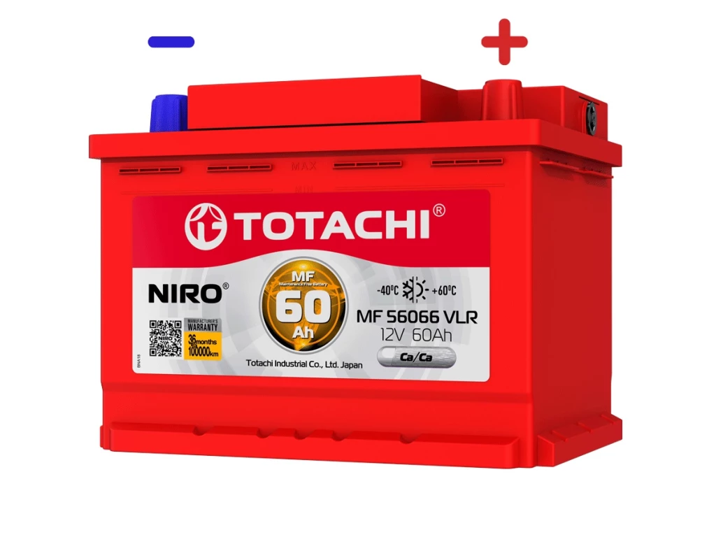 Аккумулятор легковой Totachi Niro 60 ач 540А Обратная полярность