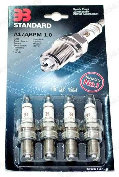 Свечи зажигания ЭЗ Standard А17 ДВРМ ВАЗ-2110 8 клап. зазор 1 мм., 4 шт.