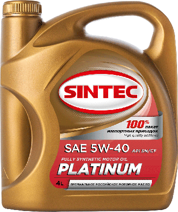 Масло моторное SINTEC PLATINUM SAE 5W-40 API SN, ACEA A3/B4 4л