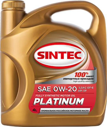 Масло моторное SINTEC PLATINUM SAE 0W-20 API SP, ILSAC GF-6, 4л