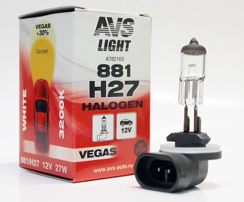 Лампа галогенная AVS Vegas H27W/2 (PGJ13) 12V 27W, A78216S, 1 шт