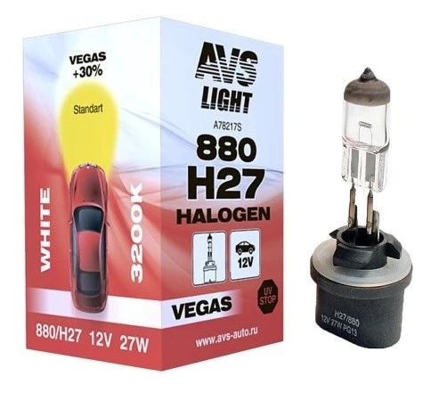 Лампа галогенная AVS Vegas H27W/1 (PG13) 12V 27W, A78217S, 1 шт