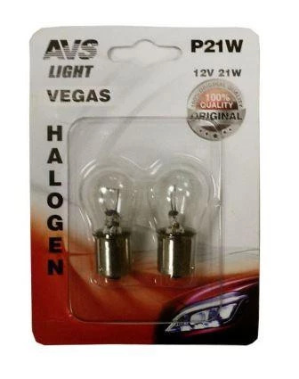 Лампа галогенная AVS Vegas P21W 12V 21W, A78475S, 2 шт