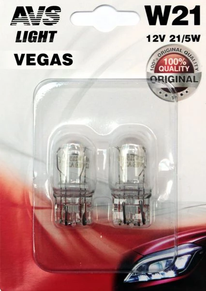 Лампа галогенная AVS Vegas W21|5W 12V, A78477S, 2 шт