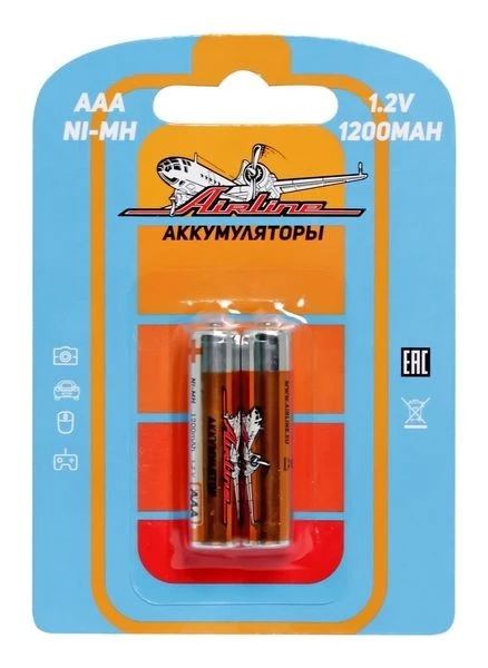 Батарейка-аккумулятор AIRLINE HR03/AAA (Ni-Mh, 1200 mAh) (2 шт.)