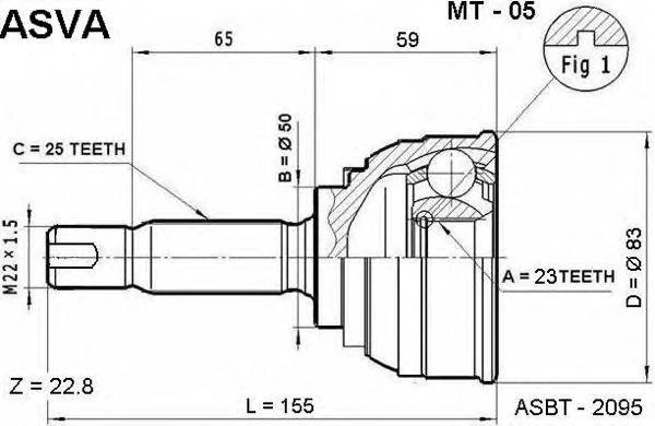 ШРУС наружный 23x50x25 Asva MT-05