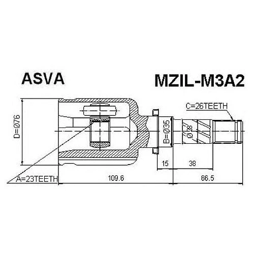 ШРУС внутренний левый 22x35x26 Asva MZIL-M3