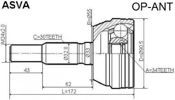 ШРУС наружный 34x55x30 Asva OP-ANT