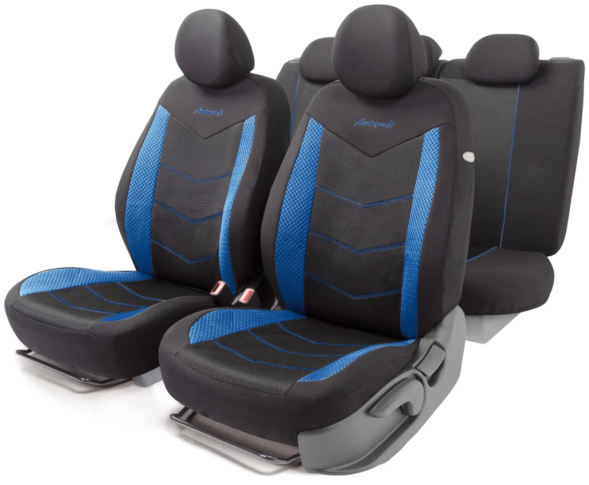 Чехлы автомобильные Autoprofi AEROBOOST объемная сетчатая ткань черный|синий