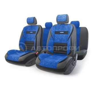 Чехлы автомобильные универсальные эко-кожа/флок черный/синий (M) AUTOPROFI Multi Comfort(мультикон