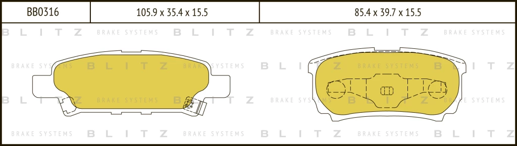 Колодки тормозные дисковые задние MITSUBISHI LancerOutlander 03-> BLITZ BB0316