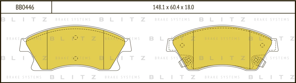 Колодки тормозные дисковые передние CHEVROLET AveoCruze 09-> BLITZ BB0446