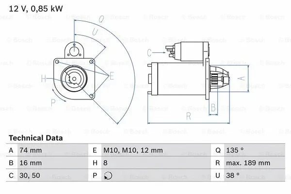 СТАРТЕР 12V 0.9KW BOSCH 0986014991