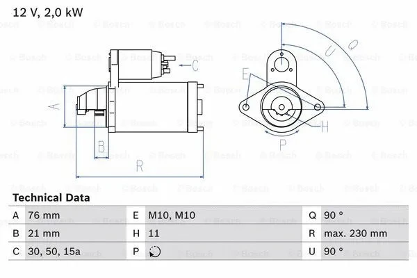 Стартер 12V 2KW BOSCH 0986022880