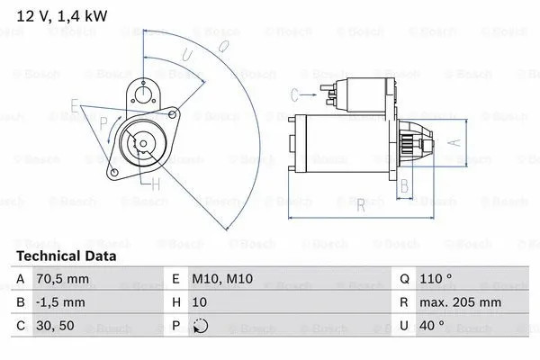 Стартер 12V 1.4 kW Bosch