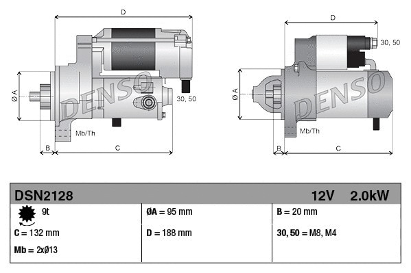 Стартер Heavy duty 12V 2.0Kw Denso