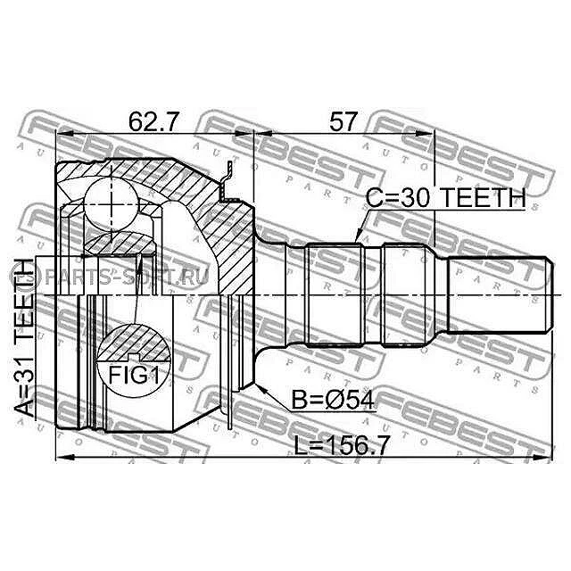 ШРУС наружный 31x54x30 FEBEST 1010-J309