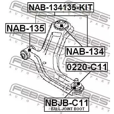 Сайленблок переднего рычага комплект FEBEST NAB-134135-KIT