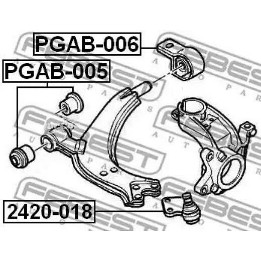 Сайленблок переднего рычага комплект FEBEST PGAB-005
