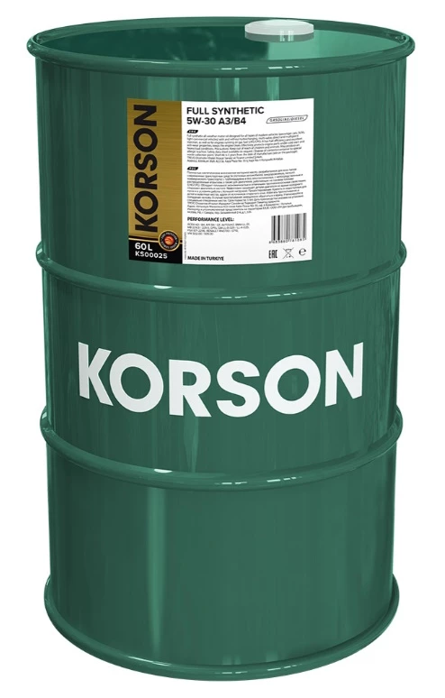 Моторное масло KORSON KS00025 5W-30 A3/B4 синтетическое 60 л
