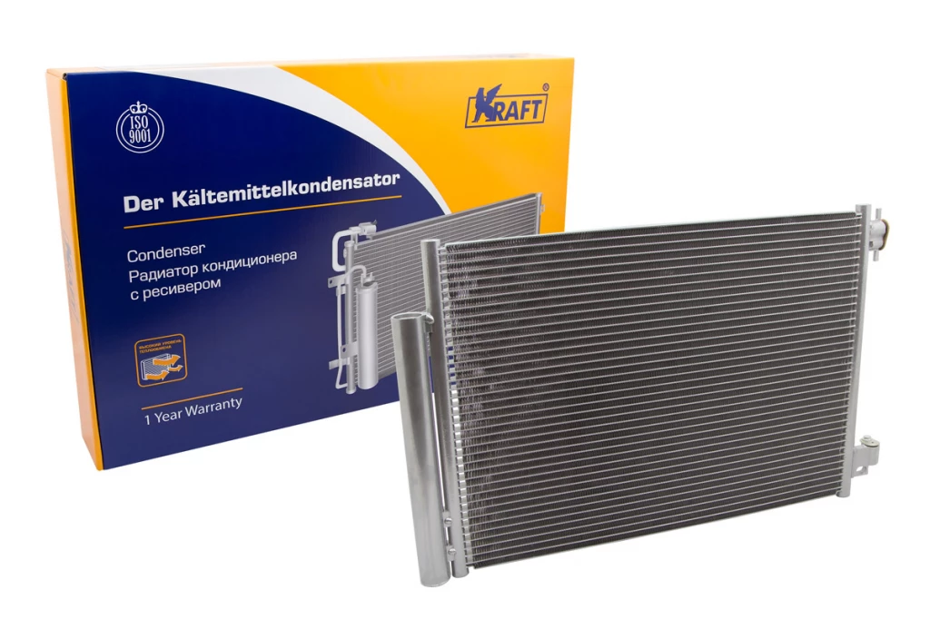 Радиатор кондиционера LADA Vesta (алюм.) в сборе KRAFT с ресивером