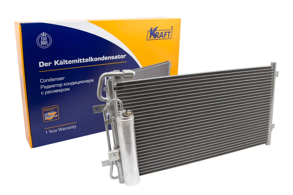 Радиатор кондиционера 2170 (алюм.) в сборе KRAFT аналог Halla с ресивером