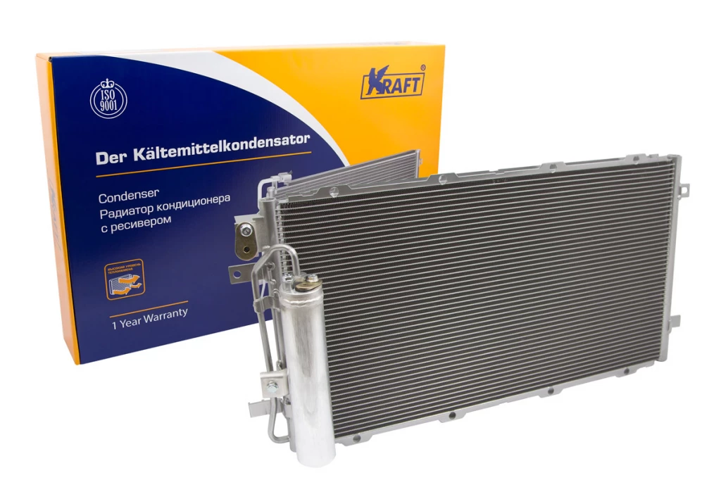 Радиатор кондиционера 2190 (алюм.) в сборе KRAFT с ресивером