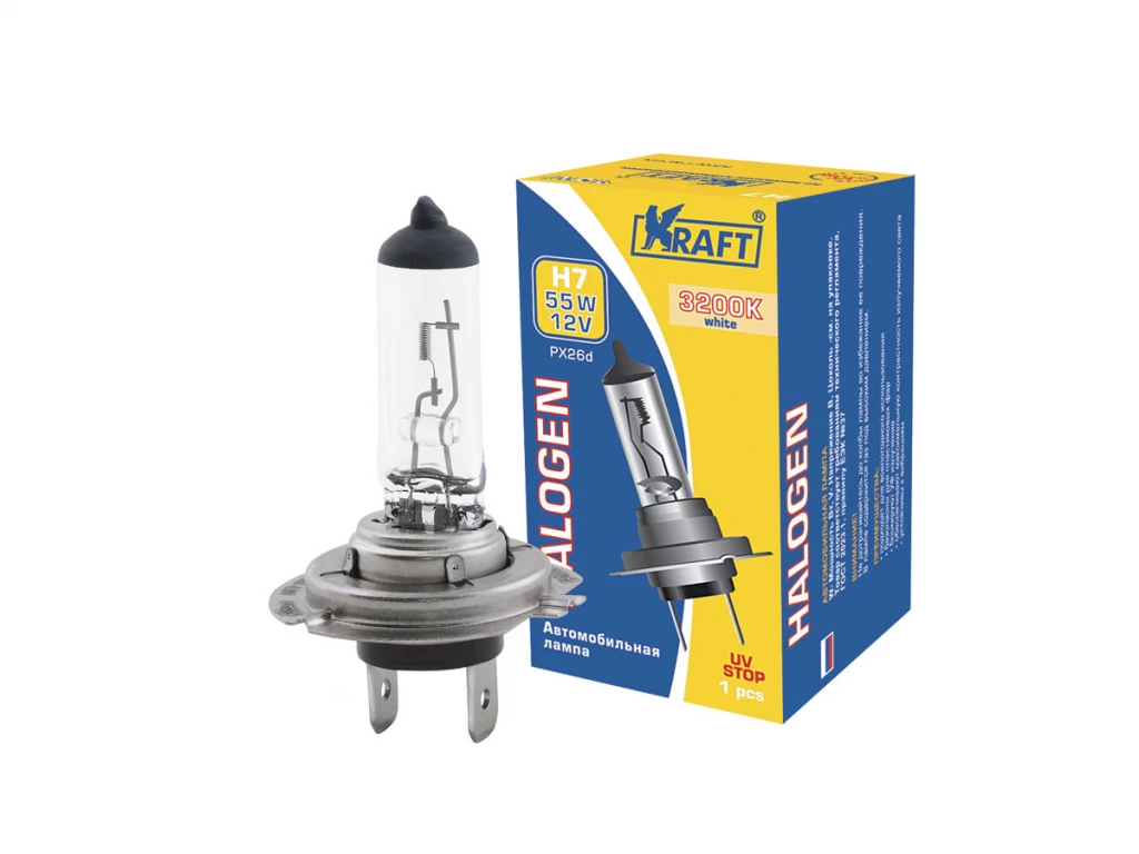 Лампа галогенная Kraft Basic H7 (PX26d) 12V 55W, KT 700014, 1 шт