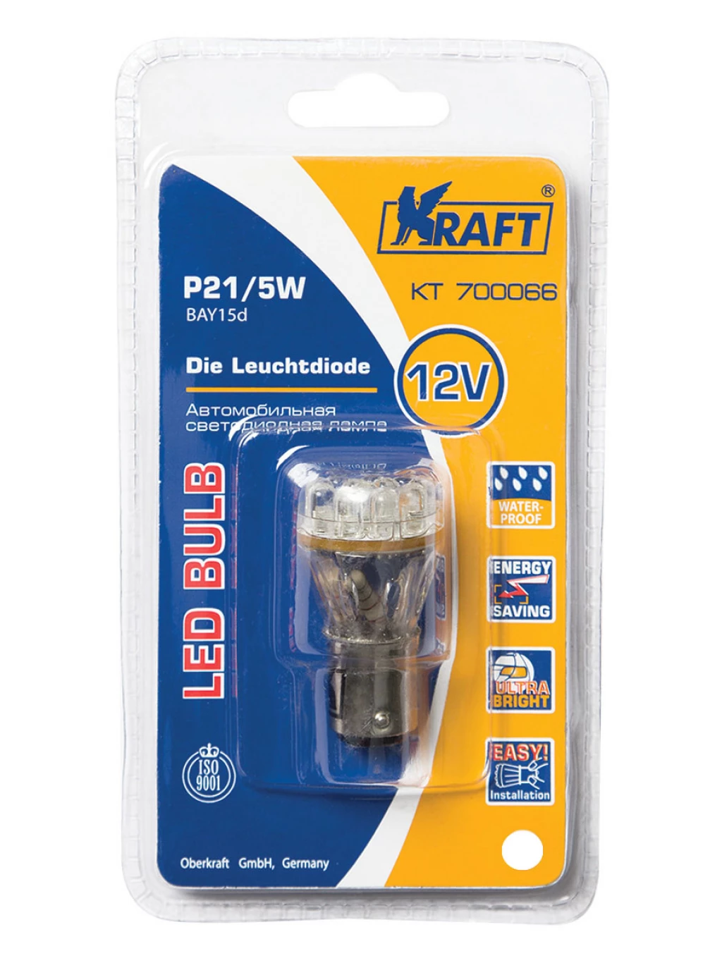 Лампа подсветки P21/5W 12V KRAFT (White 12 LEDs)