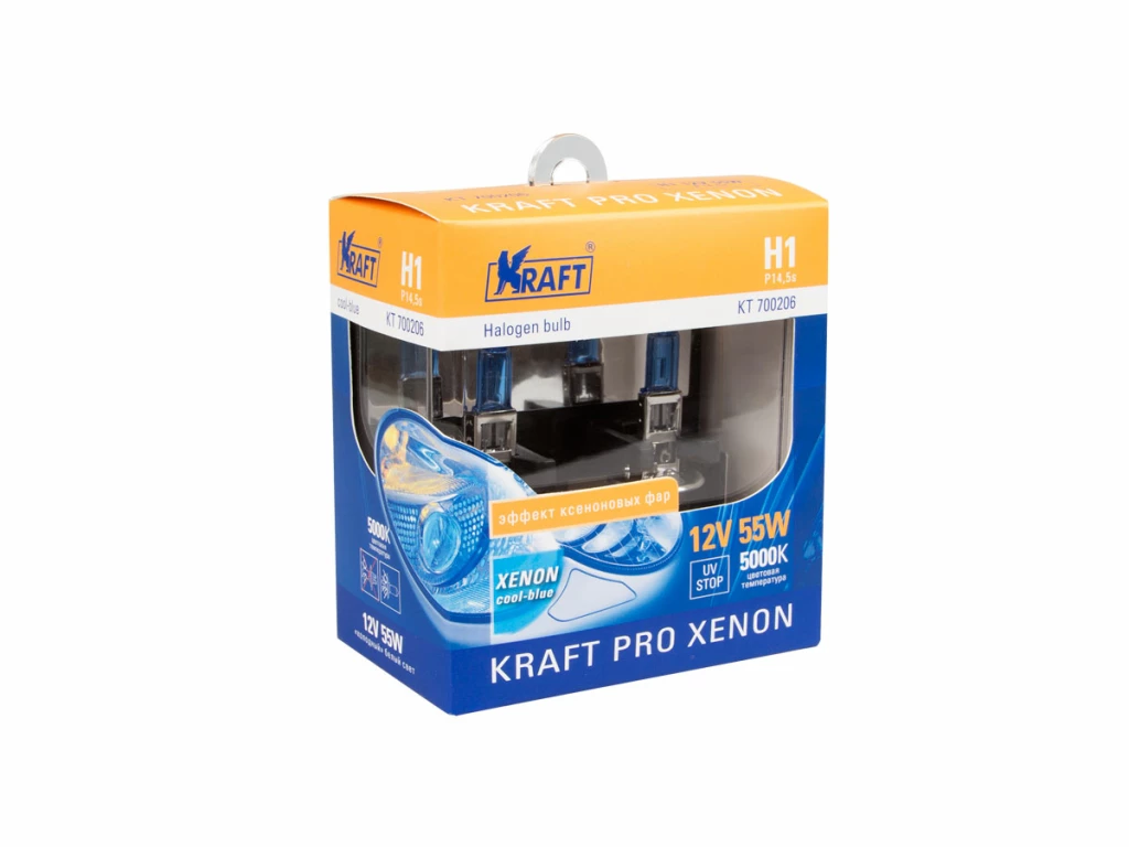 Лампа галогенная H1 12V 55W KRAFT Pro Xenon (блистер) (2 шт.)