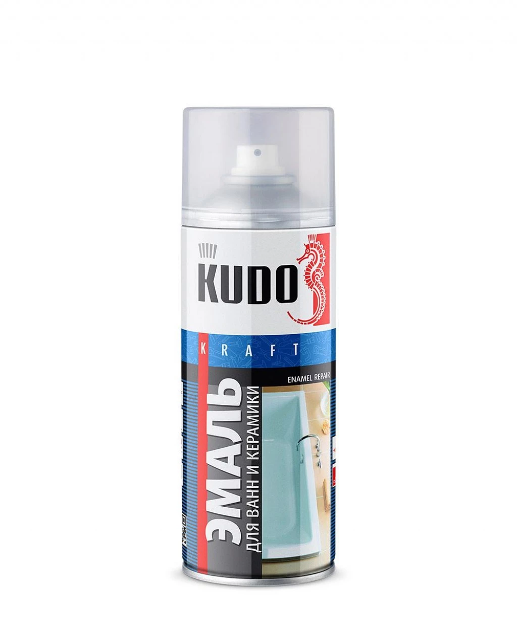 Краска алкидная белая глянцевая Kudo для ванн и керамики аэрозоль 520 мл