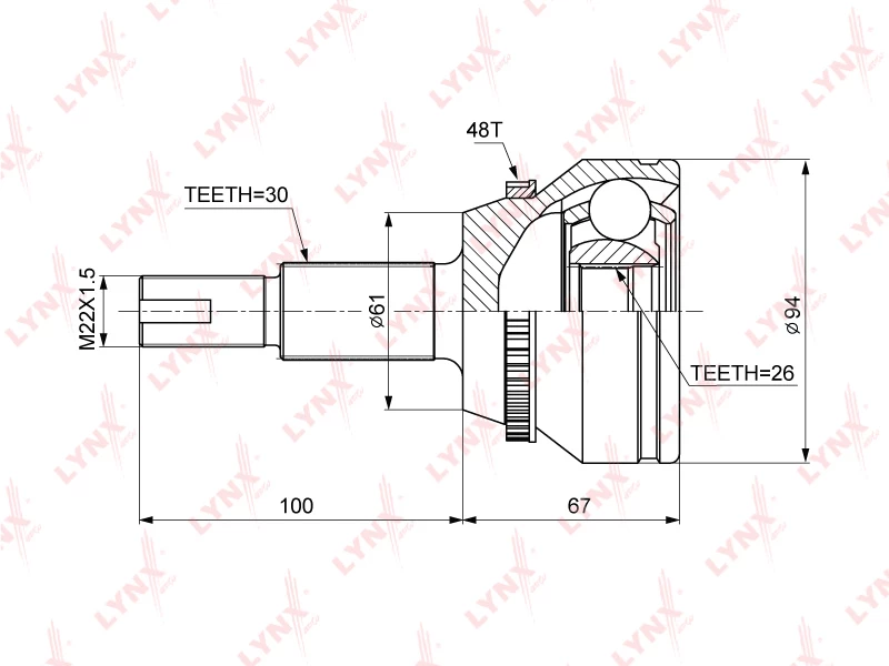 ШРУС наружный LYNXauto CO-3692A