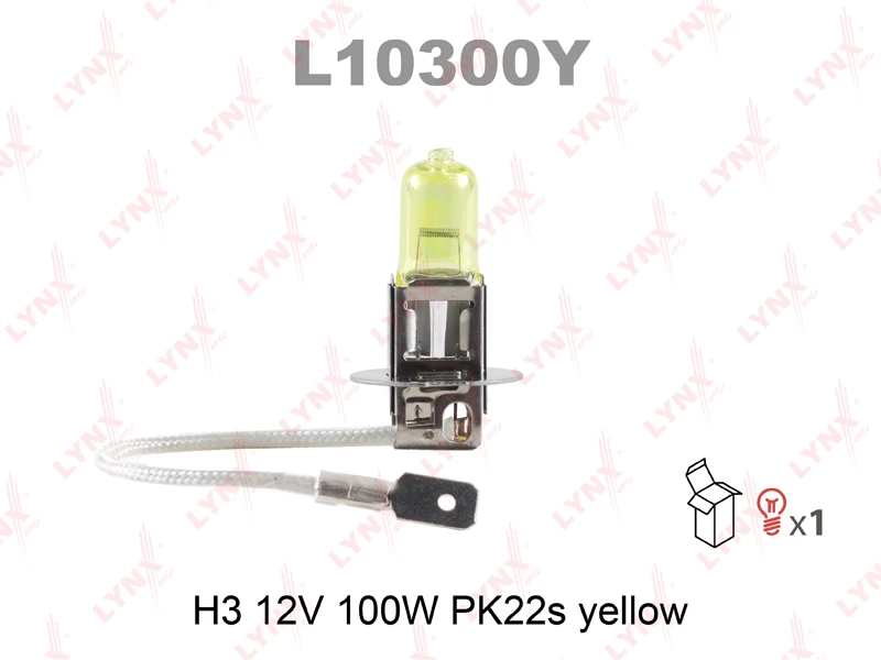 Лампа галогенная H3 12V 100W LYNXauto (желтая) (1 шт.)
