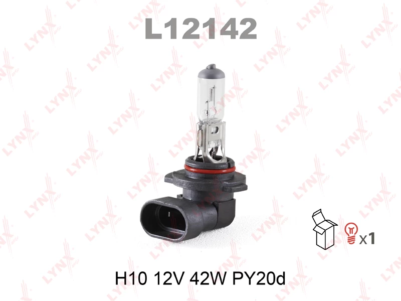 Лампа галогенная LYNXauto H10 12V 42W, L12142, 1 шт