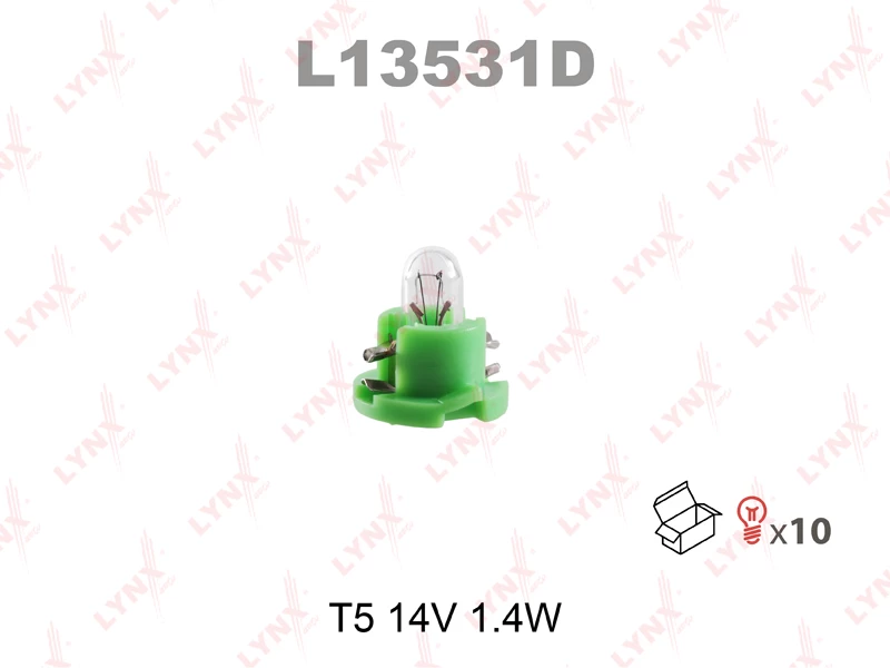 Лампа галогенная LYNXauto T5 14V 1|4W, L13531D, 1 шт