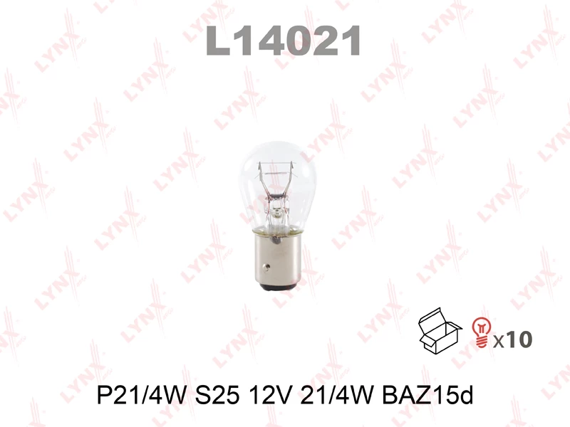 Лампа подсветки P21/4W 12V 21/4W LYNXauto