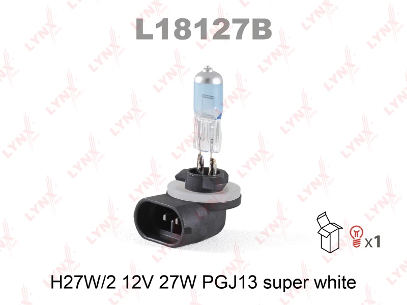 Лампа галогенная LYNXauto H27 W|2 12V, L18127B, 1 шт