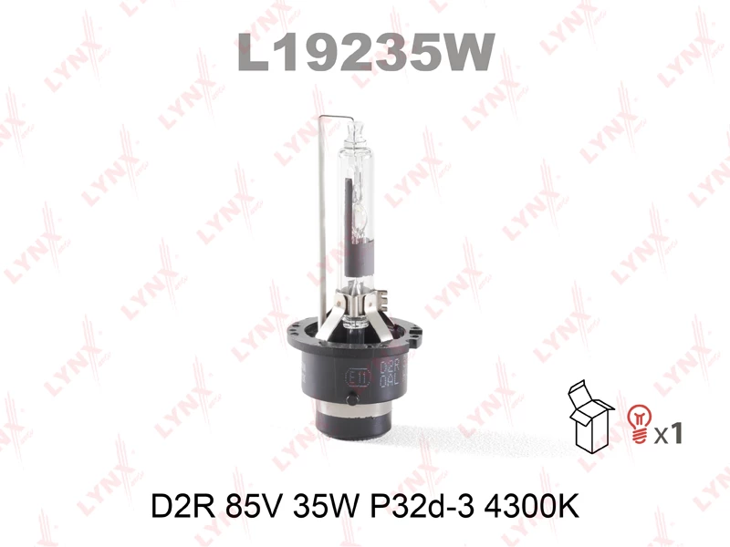Лампа ксеноновая LYNXauto D2R 12V 35W, L19235W, 1 шт