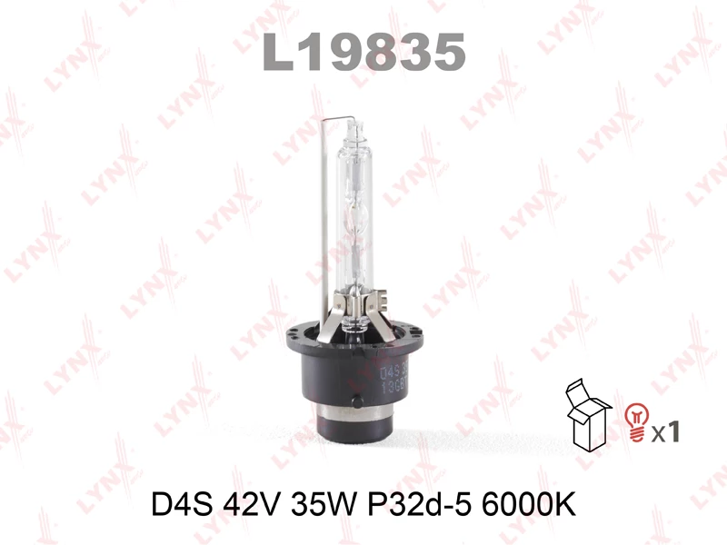 Лампа ксеноновая LYNXauto D4S (P32d-5) 12V 35W, L19835, 1 шт