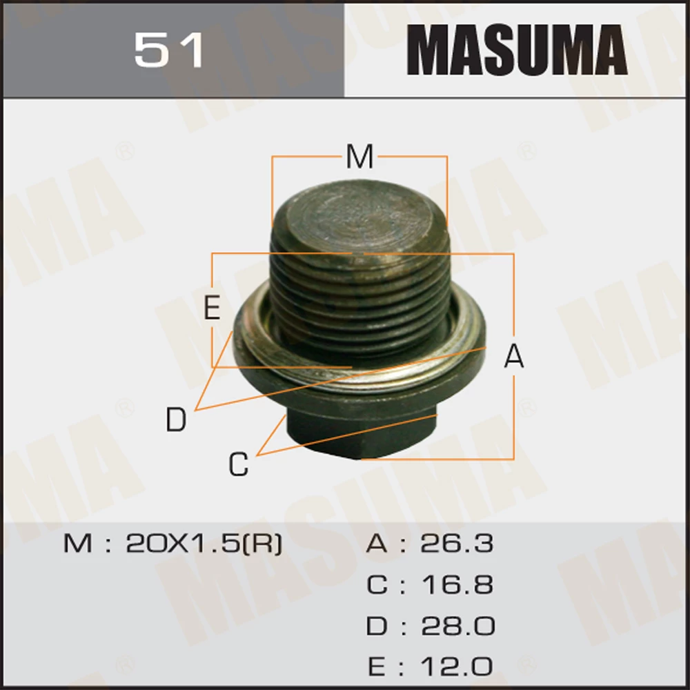 Болт маслосливной Masuma 51