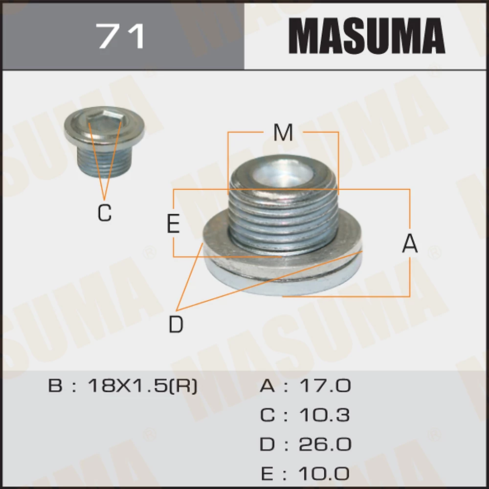 Болт маслосливной A/T Masuma 71