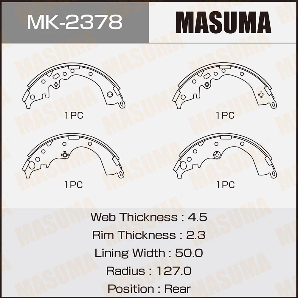Колодки тормозные барабанные Masuma MK-2378