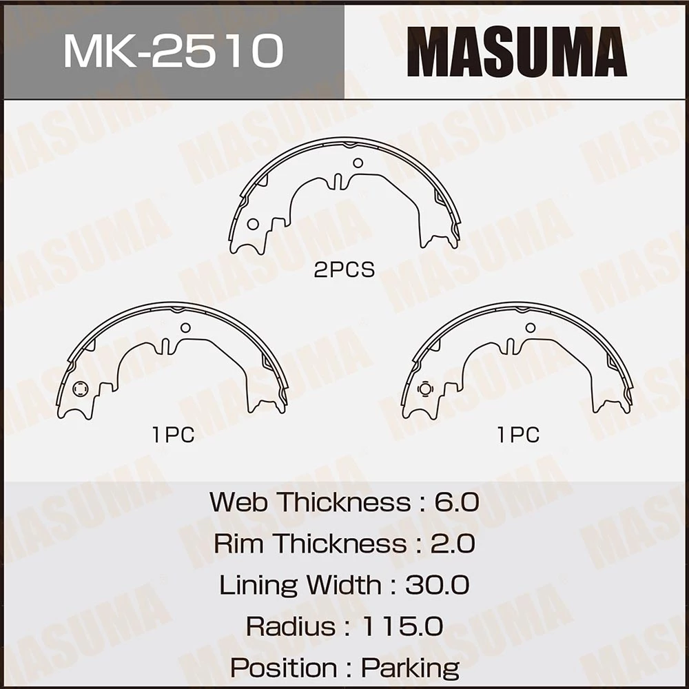 Колодки стояночного тормоза Masuma MK-2510