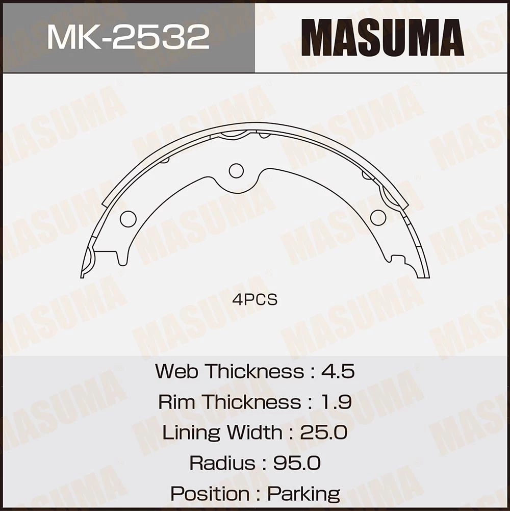 Колодки стояночного тормоза Masuma MK-2532