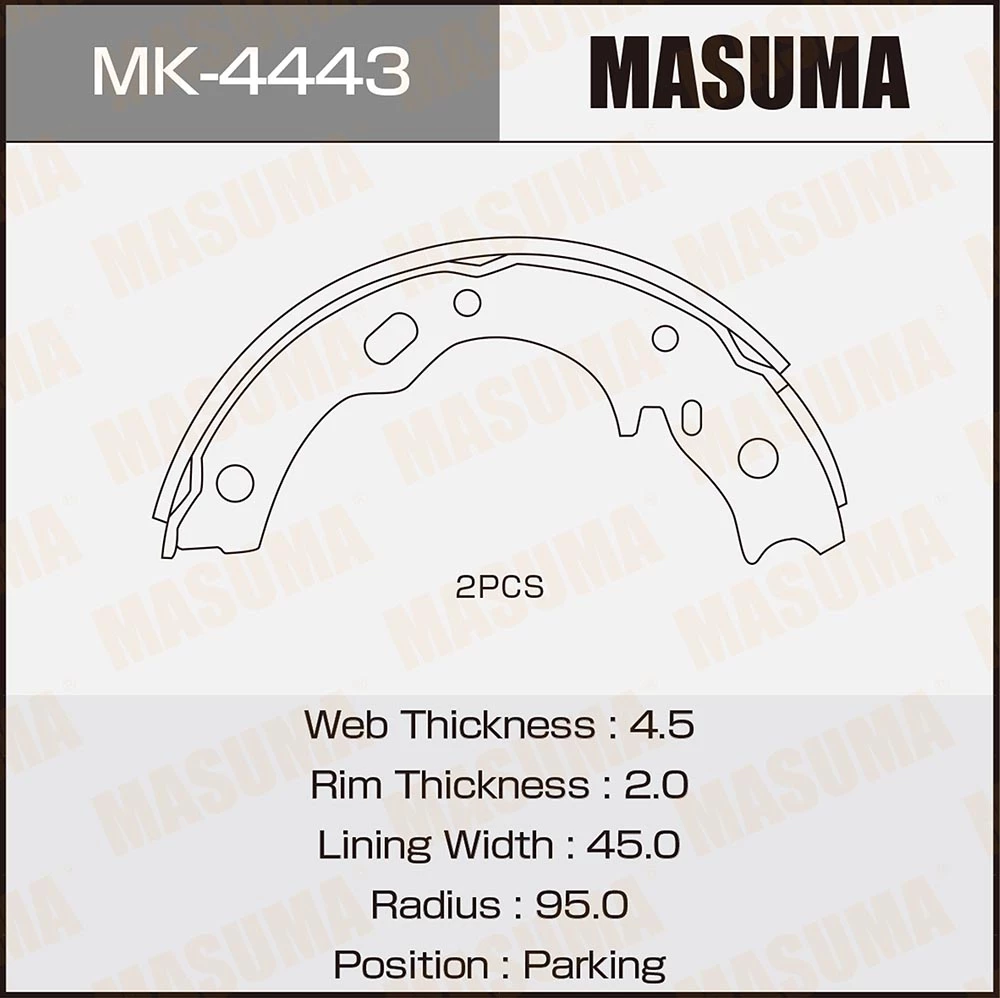 Колодки стояночного тормоза Masuma MK-4443